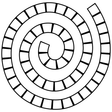 Soyut fütüristik sarmal labirent, desen şablon çocuk oyunları, beyaz için siyah kontur beyaz arka plan üzerinde izole kareler. Vektör çizim