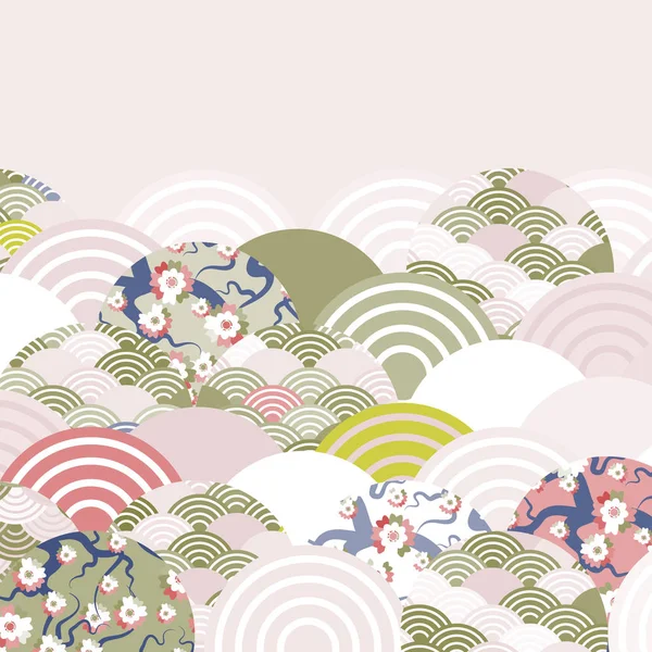 Escamas Pescado Simple Fondo Naturaleza Con Flor Sakura Japonesa Rosa — Archivo Imágenes Vectoriales