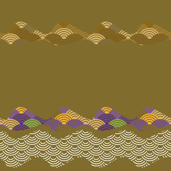 文本的横幅模板 图案龙鱼鳞片简单自然背景与日本波浪圆样式卡其色棕色橙色紫色背景 向量例证 — 图库矢量图片