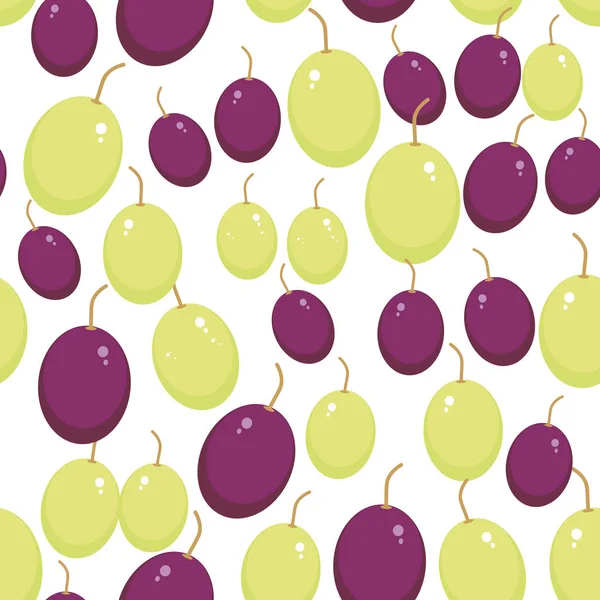 Green Red Grapes Seamless Pattern Fresh Juicy Berries Isolated White — Stock Vector