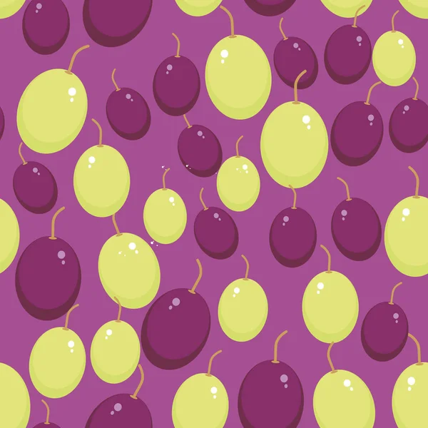 绿色和红色的葡萄无缝模式新鲜多汁的浆果在紫色的背景 向量例证 — 图库矢量图片