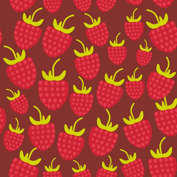 Motif Sans Couture Framboises Mûres Rouges Baies Juteuses Fraîches Sur — Image vectorielle