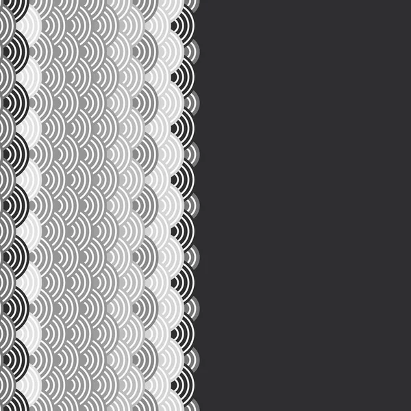 幾何学的な抽象的なテキストの白背景フレーム アジア ウェーブ サークル パターン ブラック グレー ホワイト色カード バナー デザインと — ストックベクタ