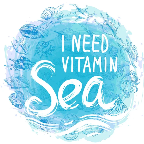 Need Vitamin Sea White Text Blue Abstract Background Symbol Sea — Stock Vector