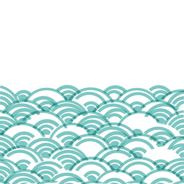 几何抽象尺度简单的自然背景与亚洲波浪圆图案绿色茶色蓝色卡片横幅设计在白色背景框架为您的文本 向量例证 — 图库矢量图片