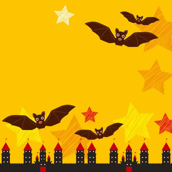 Halloween Karte Banner Design Für Text Mit Schloss Kürbis Sterne — Stockvektor