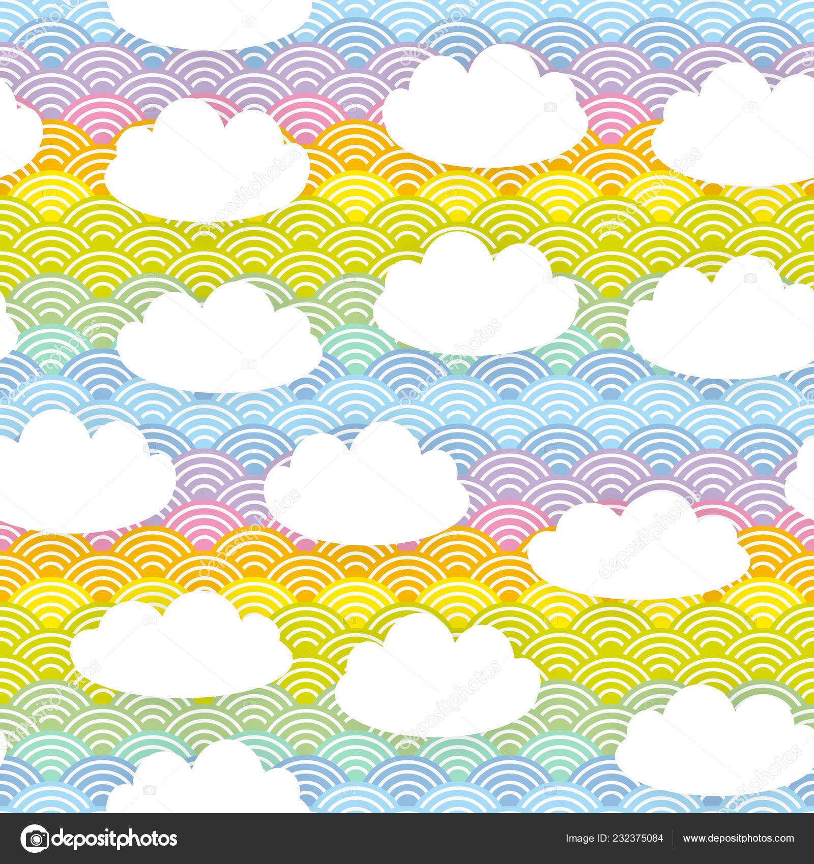 padrão abstrato arco-íris e nuvens kawaii fundo de papel de parede