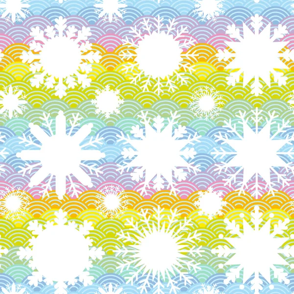 Motif Sans Couture Design Noël Flocon Neige Blanc Kawaii Sur — Image vectorielle