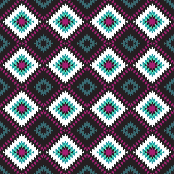 Nahtloses Muster Türkischer Teppich Blau Weiß Rot Schwarz Farbenfroher Patchwork — Stockvektor