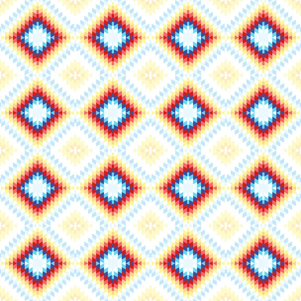 无缝图案土耳其地毯白色蓝色粉红色橙色 传统民间几何饰品的拼接马赛克东方基林地毯 部落风格 向量例证 — 图库矢量图片