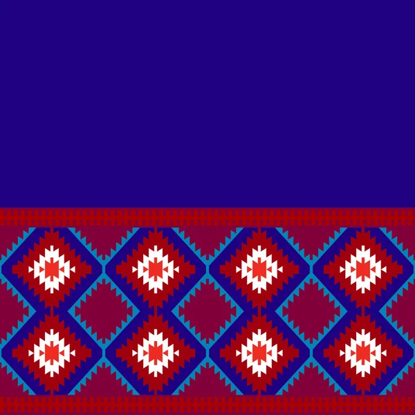 Patrón Tarjeta Estilo Tribal Alfombra Turca Azul Marino Rojo Clarete — Archivo Imágenes Vectoriales