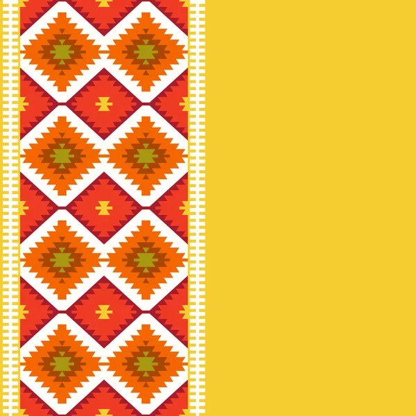 Seamless Pattern Turkish Carpet Yellow Beige Orange Brown Patchwork Mosaic — Stock Vector