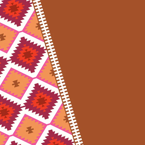 部族スタイル トルコ カーペット ベージュ赤茶色のカード パターン 伝統的な民俗の幾何学的な飾りとパッチワーク モザイク東洋キリムの敷物 部族スタイル ベクトル図 — ストックベクタ