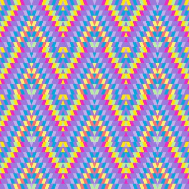 Seamless modeli Türk halı pembe mavi lila mor pembe bej. Patchwork mozaik oryantal kilim halı ile geleneksel halk geometrik süs. Kabile stili. Vektör çizim