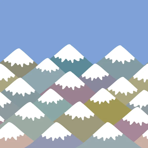 花纹山 卡片横幅设计自然背景与山景观 粉红色 蓝色的海军山 有雪峰 适用于横幅海报传单 向量例证 — 图库矢量图片