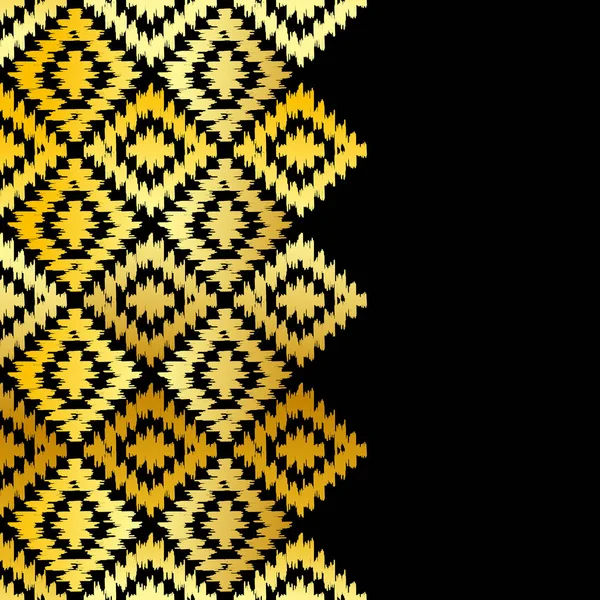 Kart Afiş Desen Türk Halı Altın Siyah Patchwork Mozaik Oryantal — Stok Vektör