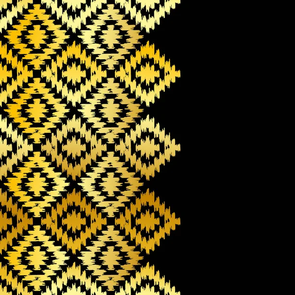 Panji Kartu Pola Karpet Turki Berwarna Hitam Emas Patchwork Mosaik - Stok Vektor