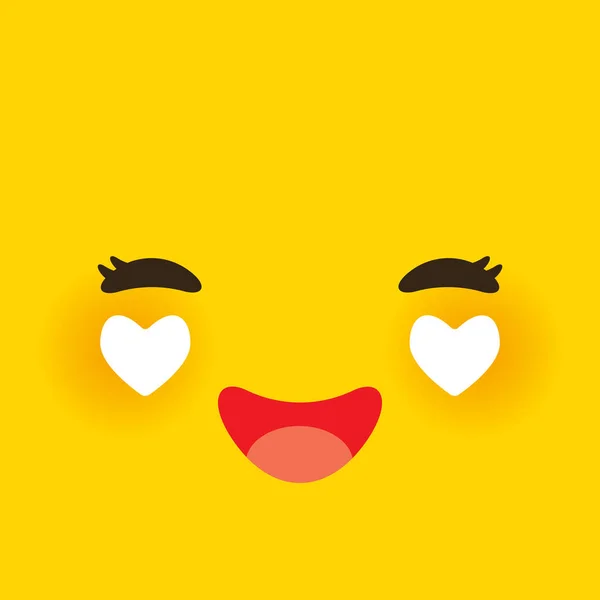 川井搞笑枪口在爱与粉红色的脸颊和心脏 可爱的卡通脸在黄色橙色的背景 向量例证 — 图库矢量图片