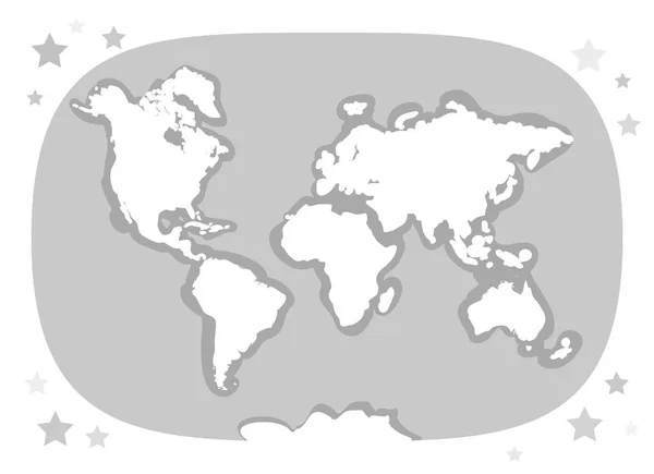 Mapa Del Mundo Con Continentes Atlas Planeta Tierra Blanco Gris — Archivo Imágenes Vectoriales