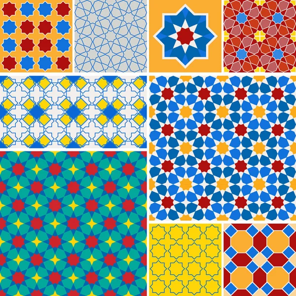 Marokański Kolekcji Wzór Maroko Mozaiki Mozaiki Tradycyjnej Ludowej Geometryczne Ornament — Wektor stockowy