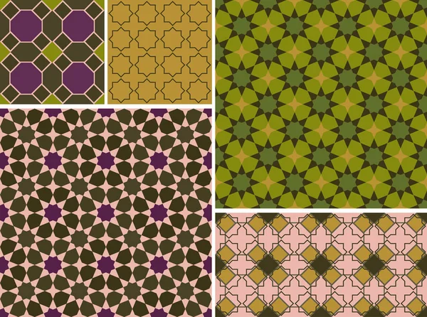 Padrão Sem Costura Coleção Marroquina Marrocos Patchwork Mosaico Tradicional Folclórica — Vetor de Stock