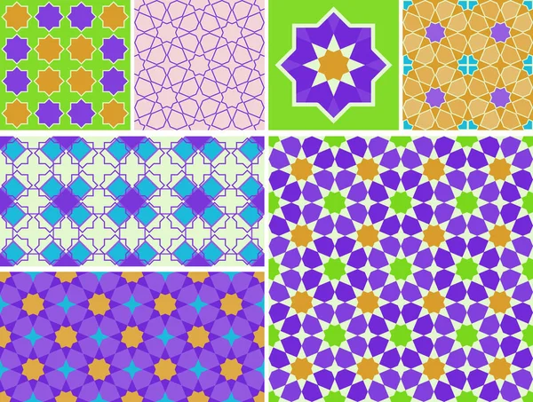 Marokański Kolekcji Wzór Patchwork Mozaiki Tradycyjne Ludowe Geometryczne Ornament Bordo — Wektor stockowy