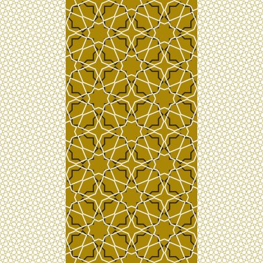 Fas seamless modeli, Fas. Patchwork mozaik geleneksel halk geometrik süs altın siyah. Kabile oryantal tarzda. Kullanılabilir kart, afiş, kumaşlar, duvar kağıtları, Web siteleri için. Vektör çizim
