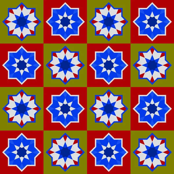 Modèle Sans Couture Marocain Maroc Patchwork Mosaïque Traditionnelle Folklorique Géométrique — Image vectorielle