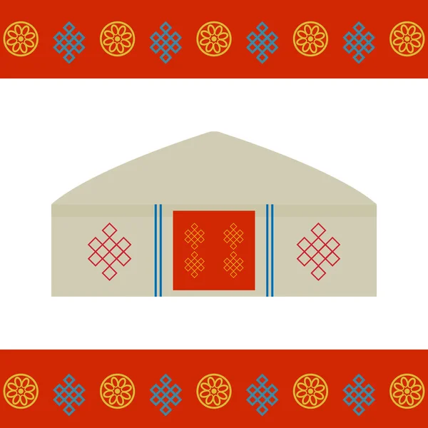Arquitetura Habitações Tradicionais Mongólia Como Iurta Tenda Coberto Com Peles —  Vetores de Stock