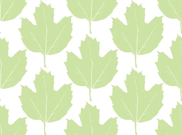 Seamless Pattern Green Leaves Maple Viburnum Guelder Rose Silhouettes Isolated — Stock Vector