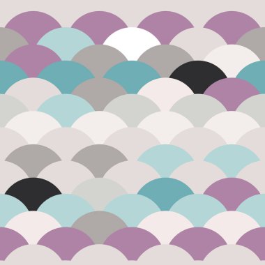 deniz dalgası. dikişsiz desen soyut ölçekler basit Doğa arka plan japon daire açık mavi gri bej beyaz pembe leylak renkler. Vektör