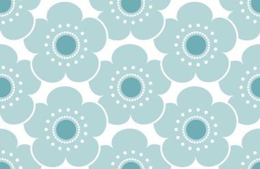 beyaz arka plan üzerinde dikişsiz desen mavi çay çiçekleri japon kiraz çiçekleri. Asya basit süs, oryantal tarzı. Kumaşlar, duvar kağıtları için kullanılabilir. Vektör