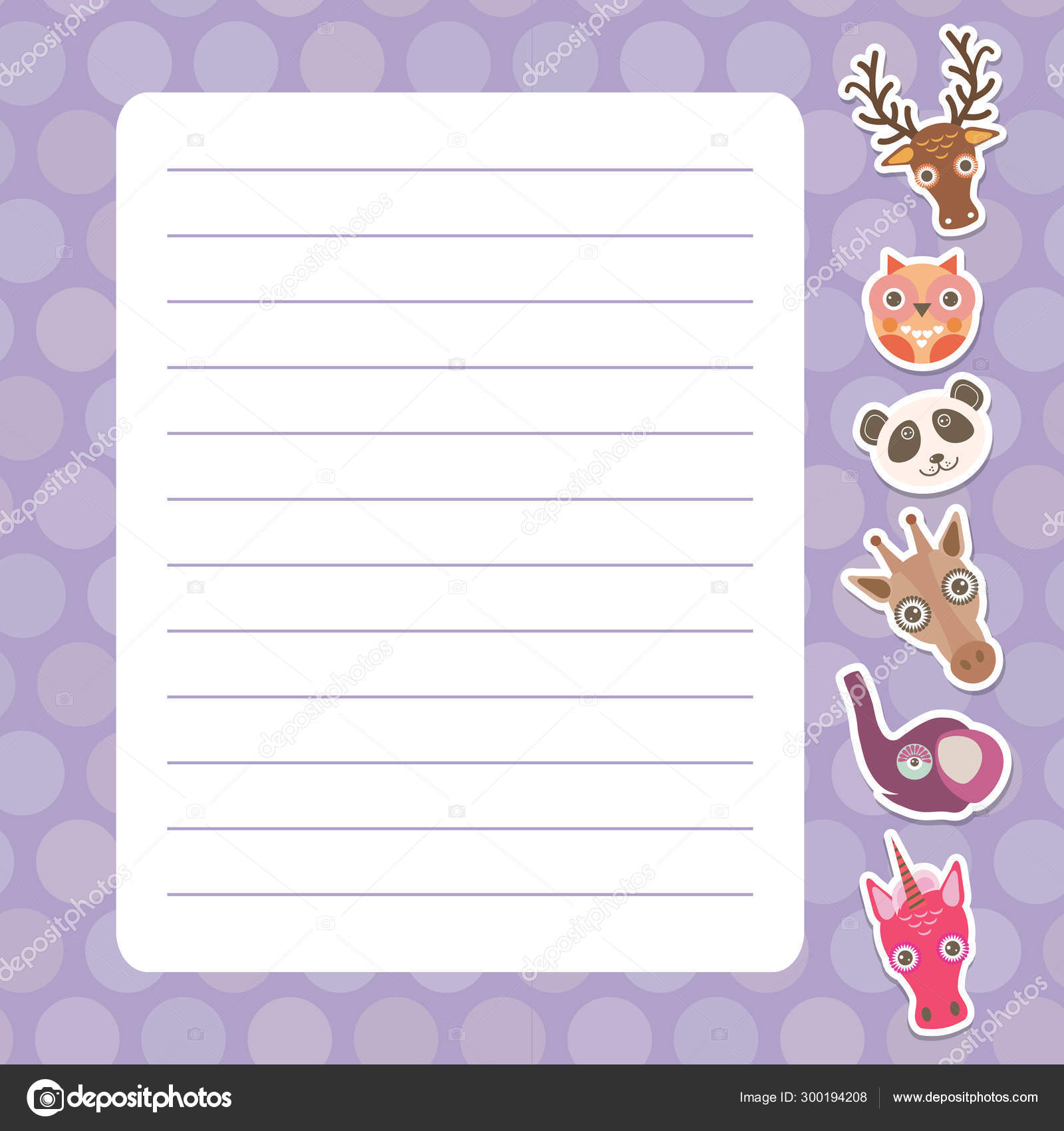 Kawaii Notebook Page Template Stock Illustration - Download Image