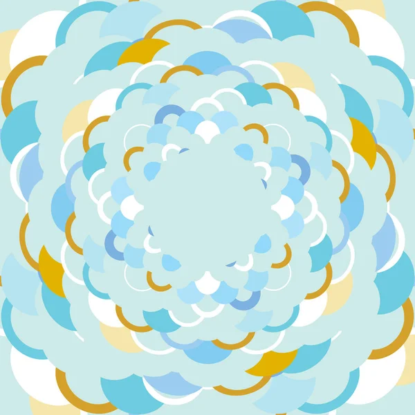Komposisi abstrak unsur-unsur bulat. Skala pola lingkaran gelombang Nature Asian sederhana Desain banner kartu biru berwarna oranye putih. Vektor - Stok Vektor