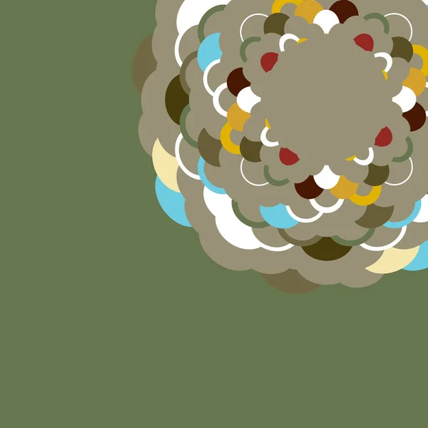 Composición abstracta de elementos redondos. escamas simple naturaleza asiático onda círculo patrón verde caqui azul marrón naranja fondo blanco tarjeta banner diseño. Vector — Vector de stock