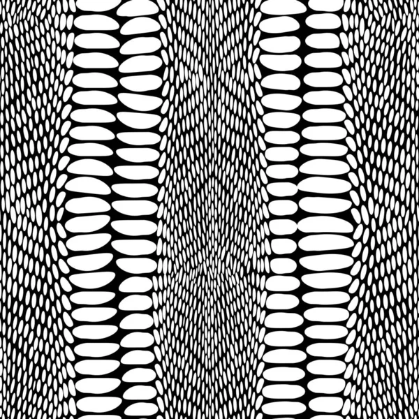 Snake skin scales texture. Seamless pattern black white background. simple ornament, Can be used for fabrics, wallpapers. Vector — Stock Vector