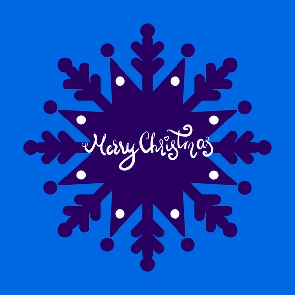 Merry julkort banner design snowflake Dark Navy Blue på sapphirine bakgrund. Vektor — Stock vektor