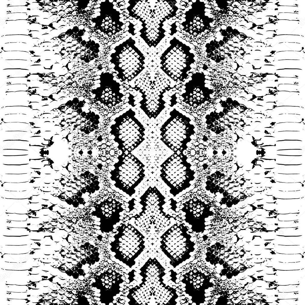 Snake skin scales texture. Seamless pattern black isolated on white background. simple ornament, Can be used for fabrics, wallpapers. Vector