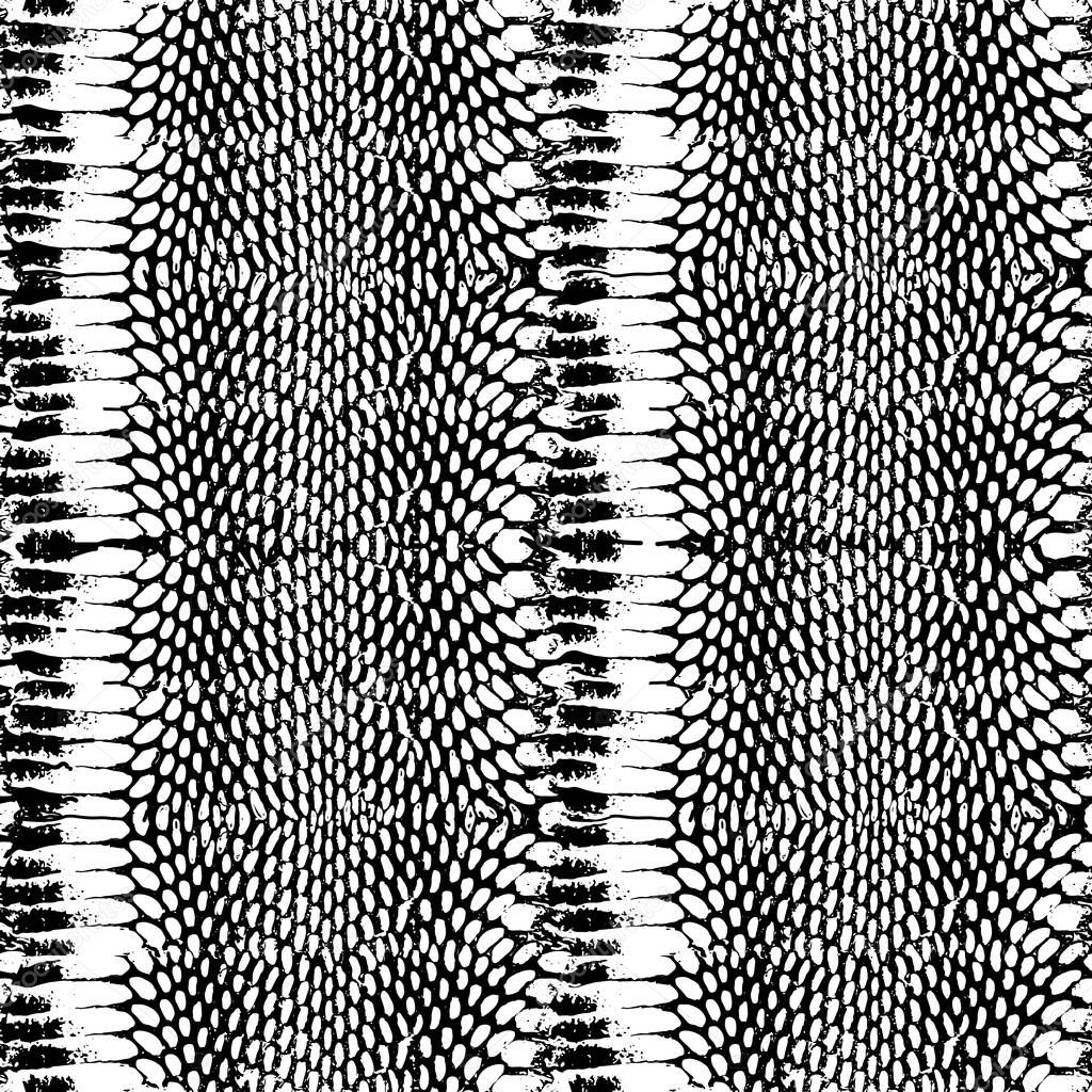 Snake skin scales texture. Seamless pattern black isolated on white background. simple ornament, Can be used for Gift wrap, fabrics, wallpapers. Vector