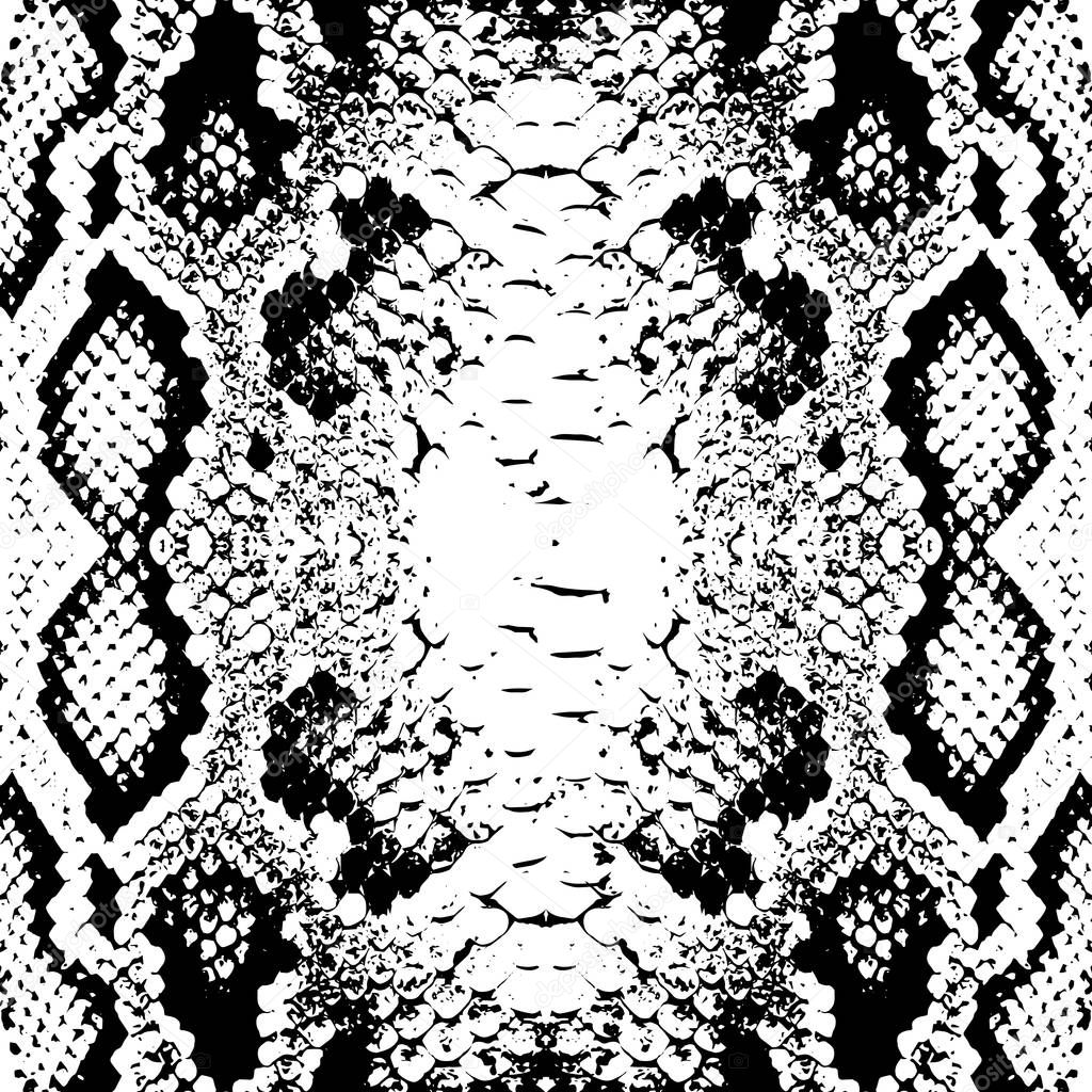 Snake skin scales texture. Seamless pattern black isolated on white background. simple ornament, Can be used for Gift wrap, fabrics, wallpapers. Vector