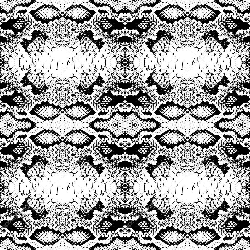 Snake skin scales texture. Seamless pattern black isolated on white background. simple ornament, fashion print and trend of the season Can be used for Gift wrap, fabrics, wallpapers. Vector