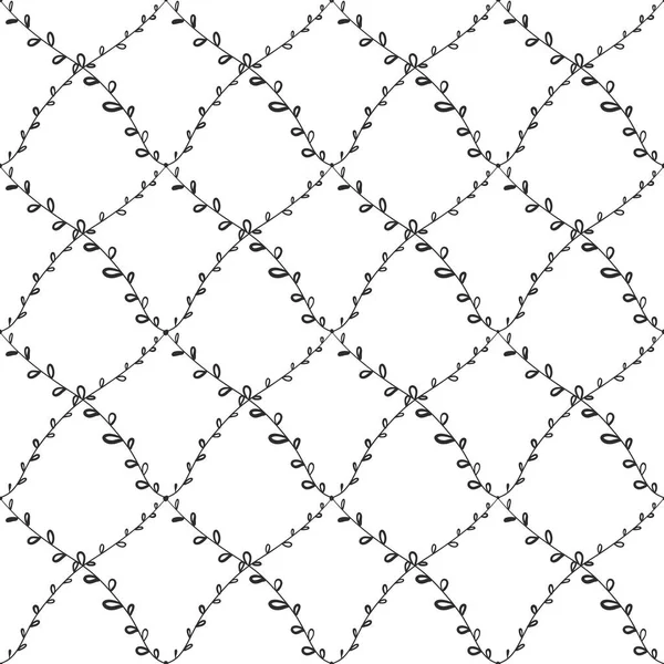 Seamless Pattern Abstract Doodle Lines Traditional Geometric Damask Ornament White — Stock Vector