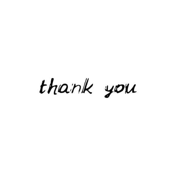 Thank You Black Text Calligraphy Lettering Doodle Hand Isolated White — Stock Vector
