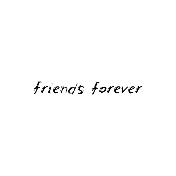Friends Forever Black Text Calligraphy Lettering Doodle Hand Isolated White — Stock Vector