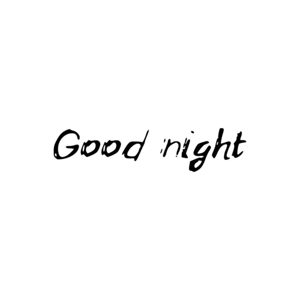 Good Night Black Text Calligraphy Lettering Doodle Hand Isolated White — Stock Vector