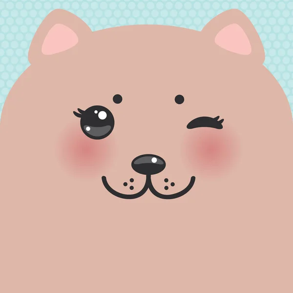 Cute Cartoon Kawaii Divertido Hocico Gato Marrón Con Mejillas Rosadas — Vector de stock