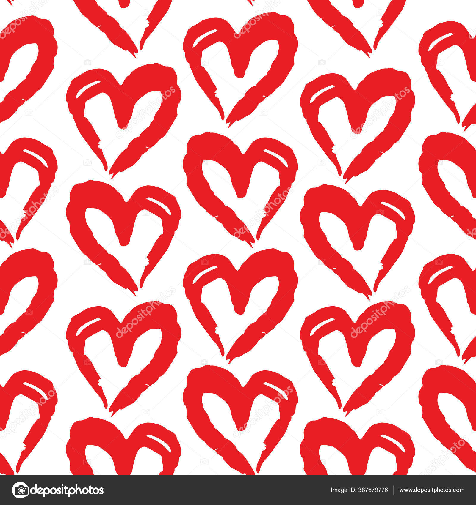 シームレスなパターン赤白のハートブラシストロークラインデザイン 抽象的なシンプルなスキャンディナヴィアスタイルの背景グランジテクスチャ 季節のトレンド ギフト包装生地 壁紙に使用することができます ベクターイラスト ストックベクター C Ekaterina P
