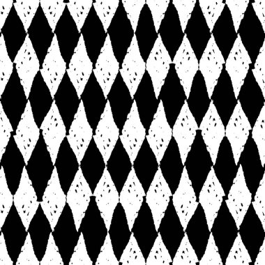 Eşkenar dörtgenleri, desen grunge pastel mürekkebi olan klasik klasik dikişsiz desen. Beyaz arka planda siyah izole edilmiş. Tebrik kartı tasarımı, hediye paketi, kumaşlar, duvar kağıtları için kullanılabilir. Vektör illüstrasyonu