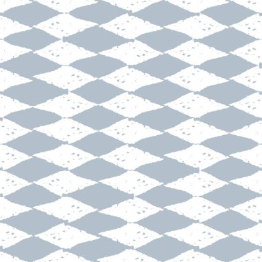 Eşkenar dörtgenleri, desen grunge pastel mürekkebi olan klasik klasik dikişsiz desen. Beyaz arka planda gri izole edilmiş. Tebrik kartı tasarımı, hediye paketi, kumaşlar, duvar kağıtları için kullanılabilir. Vektör illüstrasyonu