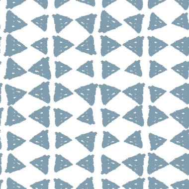 Klasik dikişsiz üçgen desenli, desenli grunge pastel boyalı mürekkep. Beyaz arka planda gri mavi izole edilmiş. Tebrik kartı tasarımı, hediye paketi, kumaşlar, duvar kağıtları için kullanılabilir. Vektör illüstrasyonu